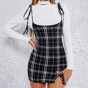 Plaid Suspender skirt.